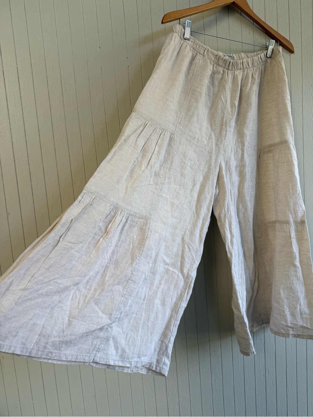 Match Point Wide Leg Cropped Linen Pants XL